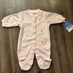 Carter's Pink Footie with Embroidered Bear and Hearts